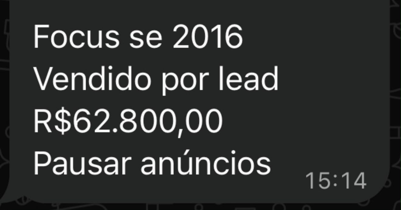 Print de resultado: Focus SE 2016 vendido por R$ 62.800,00